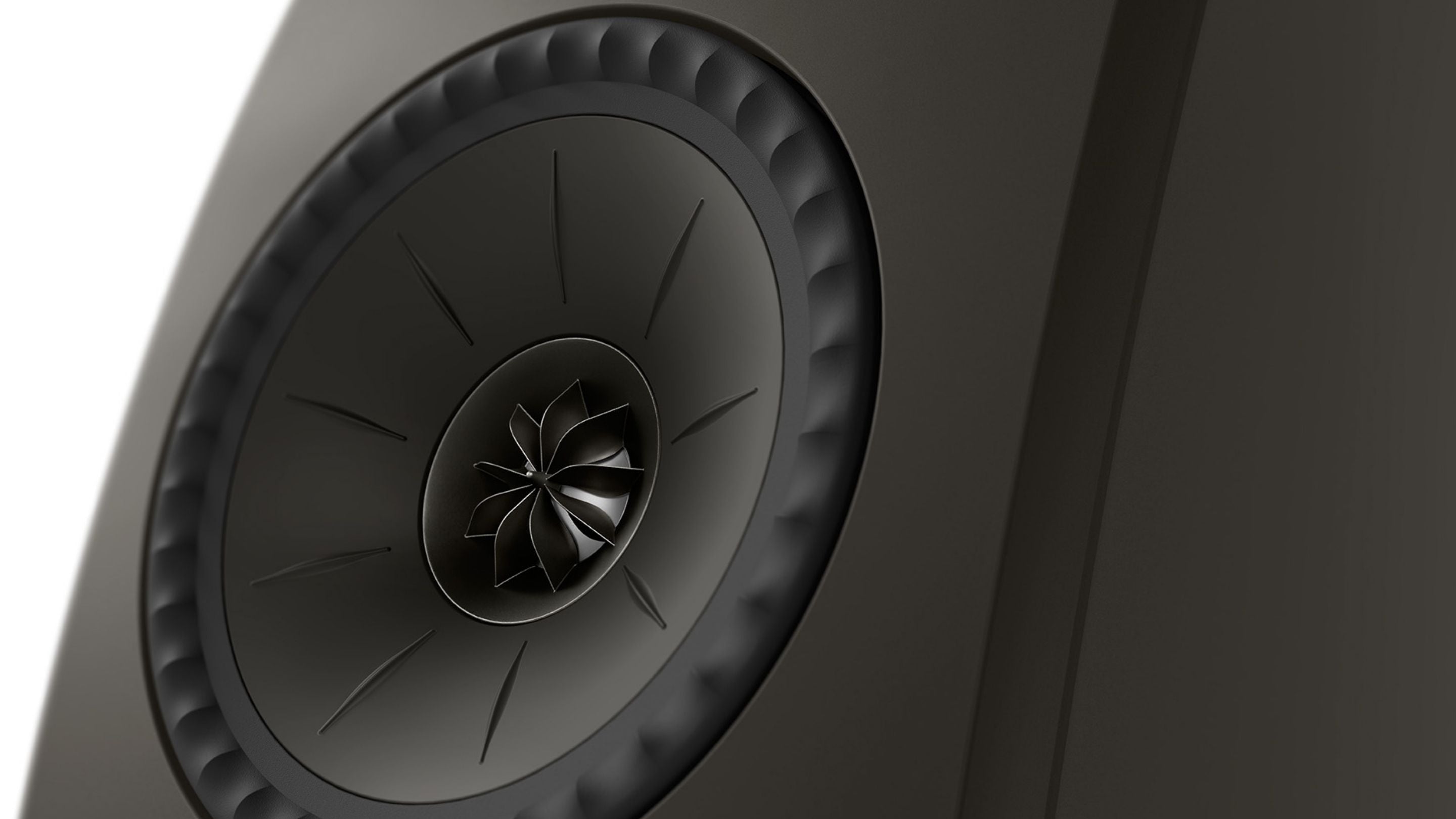 Close up of KEF LSX II LT Graphite grey driver
